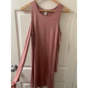 Forever 21 Pink Cold Shoulder Long Sleeve Dress Size Small